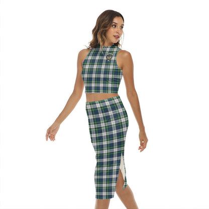 Gordon Dress Ancient Tartan Crest Tank Top & Split High Skirt Set