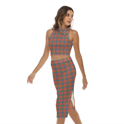 Robertson Ancient Tartan Crest Tank Top & Split High Skirt Set