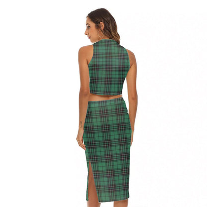 MacLean Hunting Ancient Tartan Crest Tank Top & Split High Skirt Set