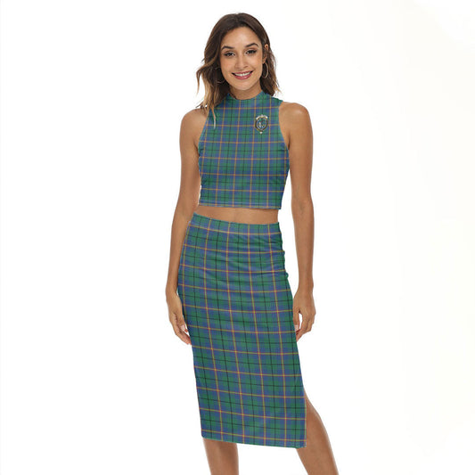 Carmichael Ancient Tartan Crest Tank Top & Split High Skirt Set