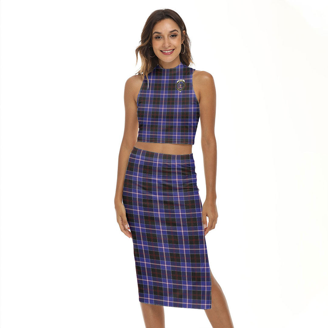 Dunlop Modern Tartan Crest Tank Top & Split High Skirt Set