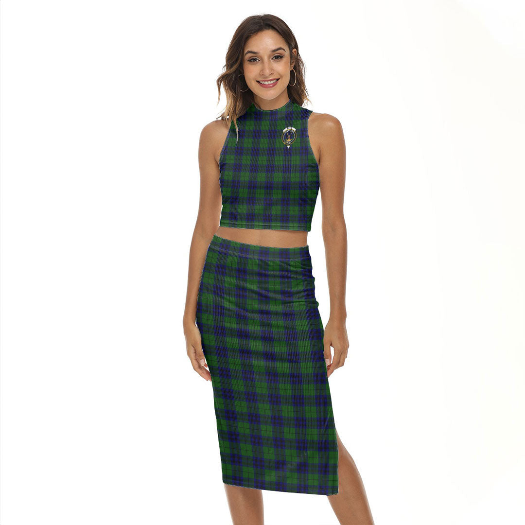 Keith Modern Tartan Crest Tank Top & Split High Skirt Set