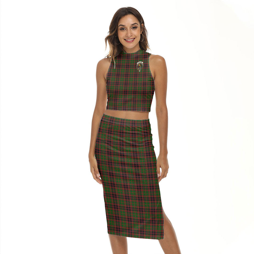 Buchan Modern Tartan Crest Tank Top & Split High Skirt Set