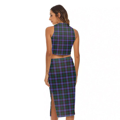 Guthrie Modern Tartan Crest Tank Top & Split High Skirt Set