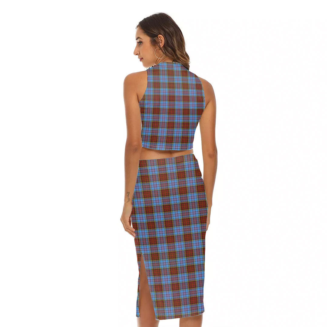 Anderson Modern Tartan Crest Tank Top & Split High Skirt Set