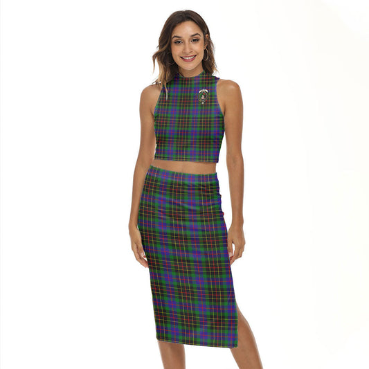 Brodie Hunting Modern Tartan Crest Tank Top & Split High Skirt Set