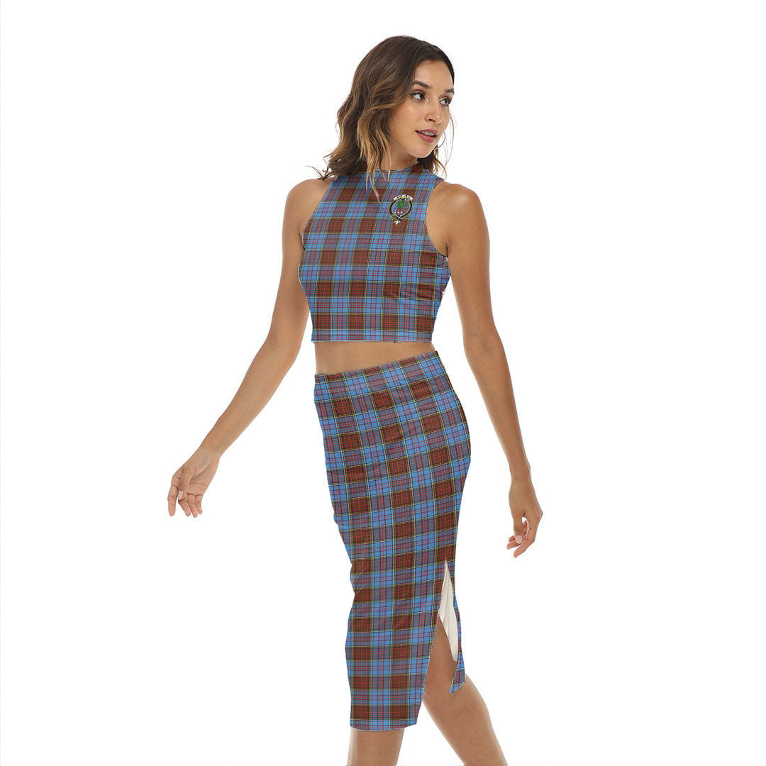 Anderson Modern Tartan Crest Tank Top & Split High Skirt Set