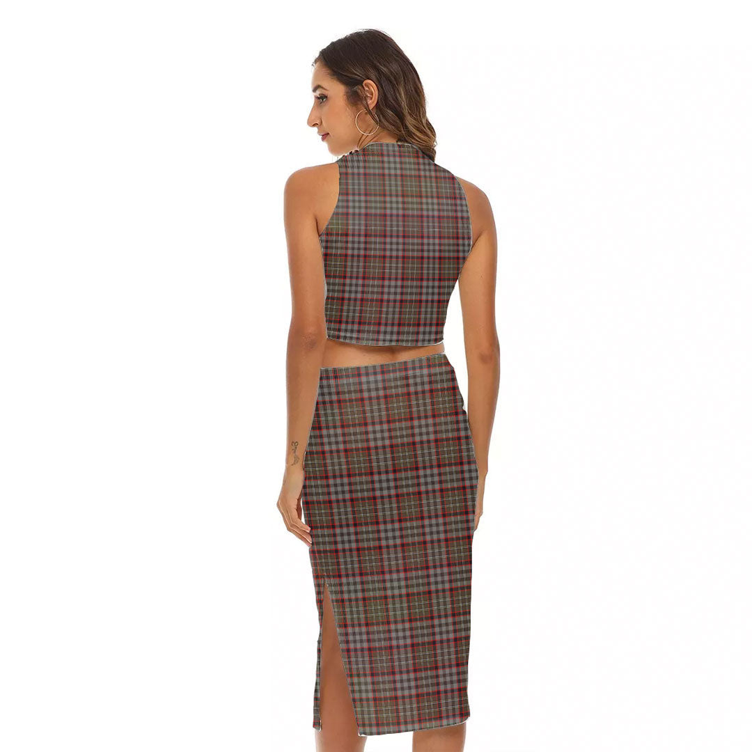 Nicolson Hunting Weathered Tartan Crest Tank Top & Split High Skirt Set