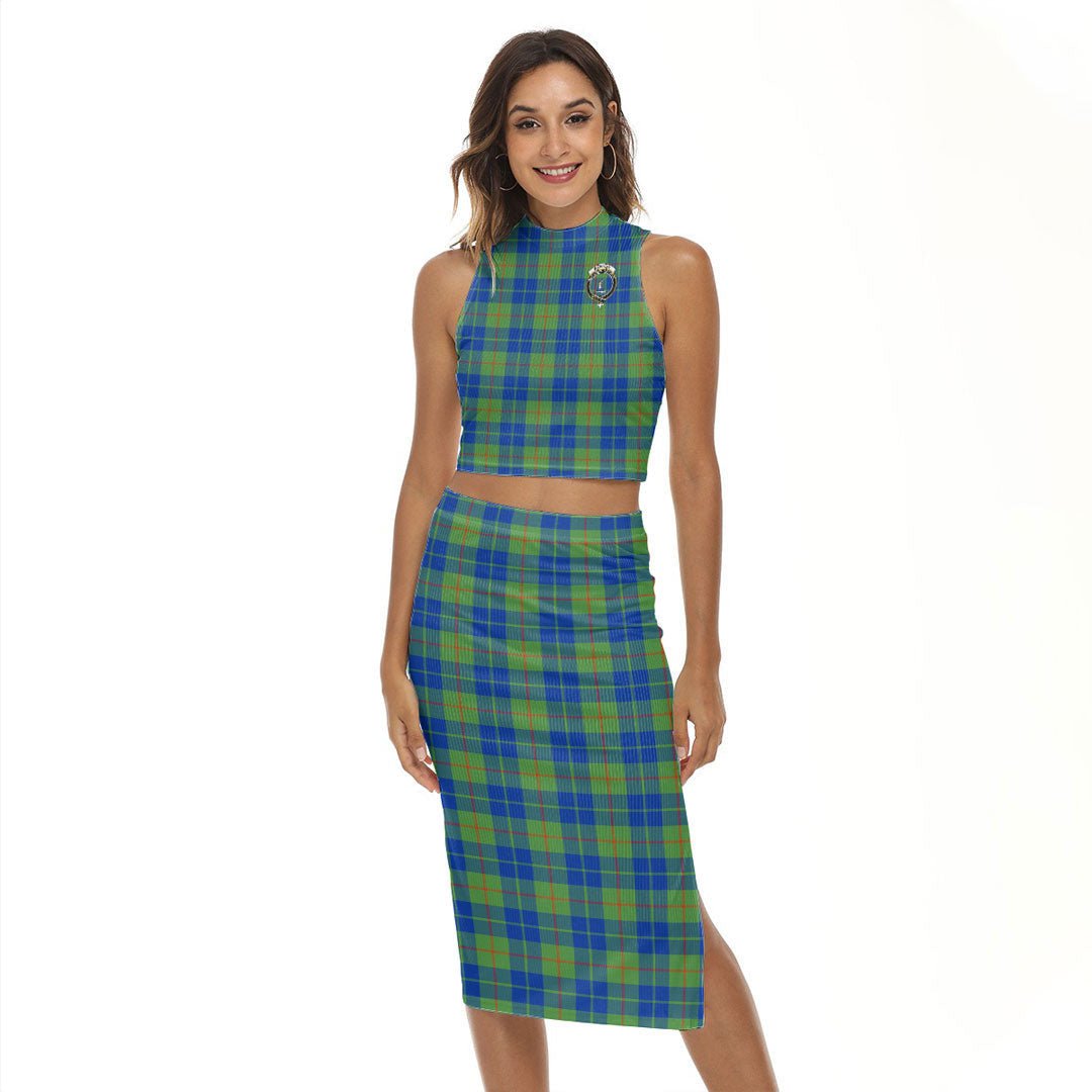 Barclay Hunting Ancient Tartan Crest Tank Top & Split High Skirt Set