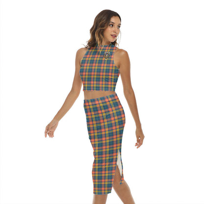 Buchanan Ancient Tartan Crest Tank Top & Split High Skirt Set