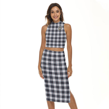 MacRae Dress Modern Tartan Crest Tank Top & Split High Skirt Set