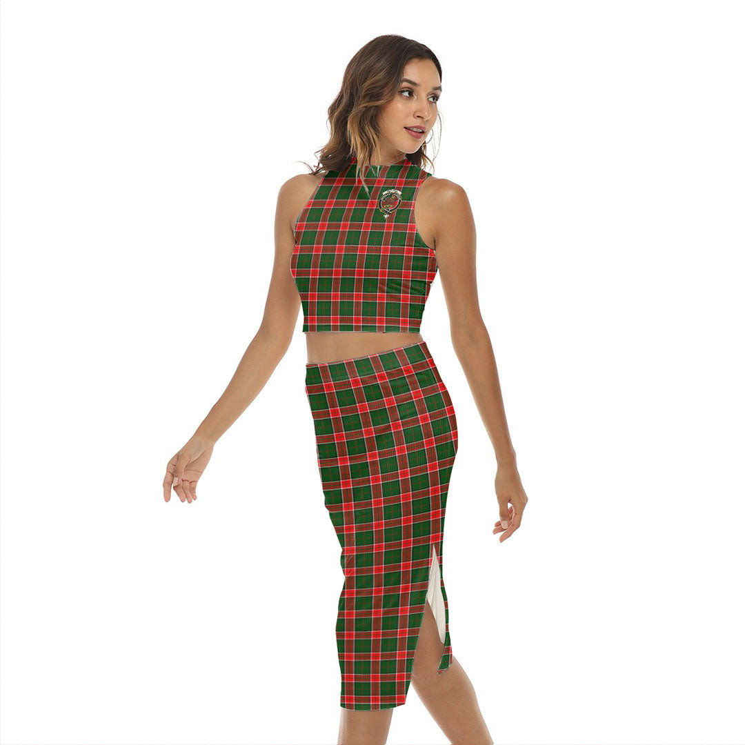 Pollock Modern Tartan Crest Tank Top & Split High Skirt Set