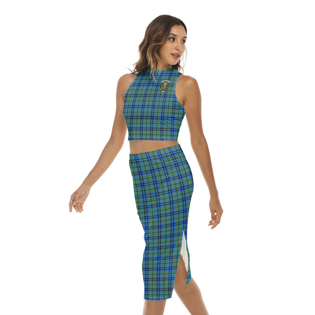 Falconer Tartan Crest Tank Top & Split High Skirt Set