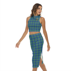 Falconer Tartan Crest Tank Top & Split High Skirt Set