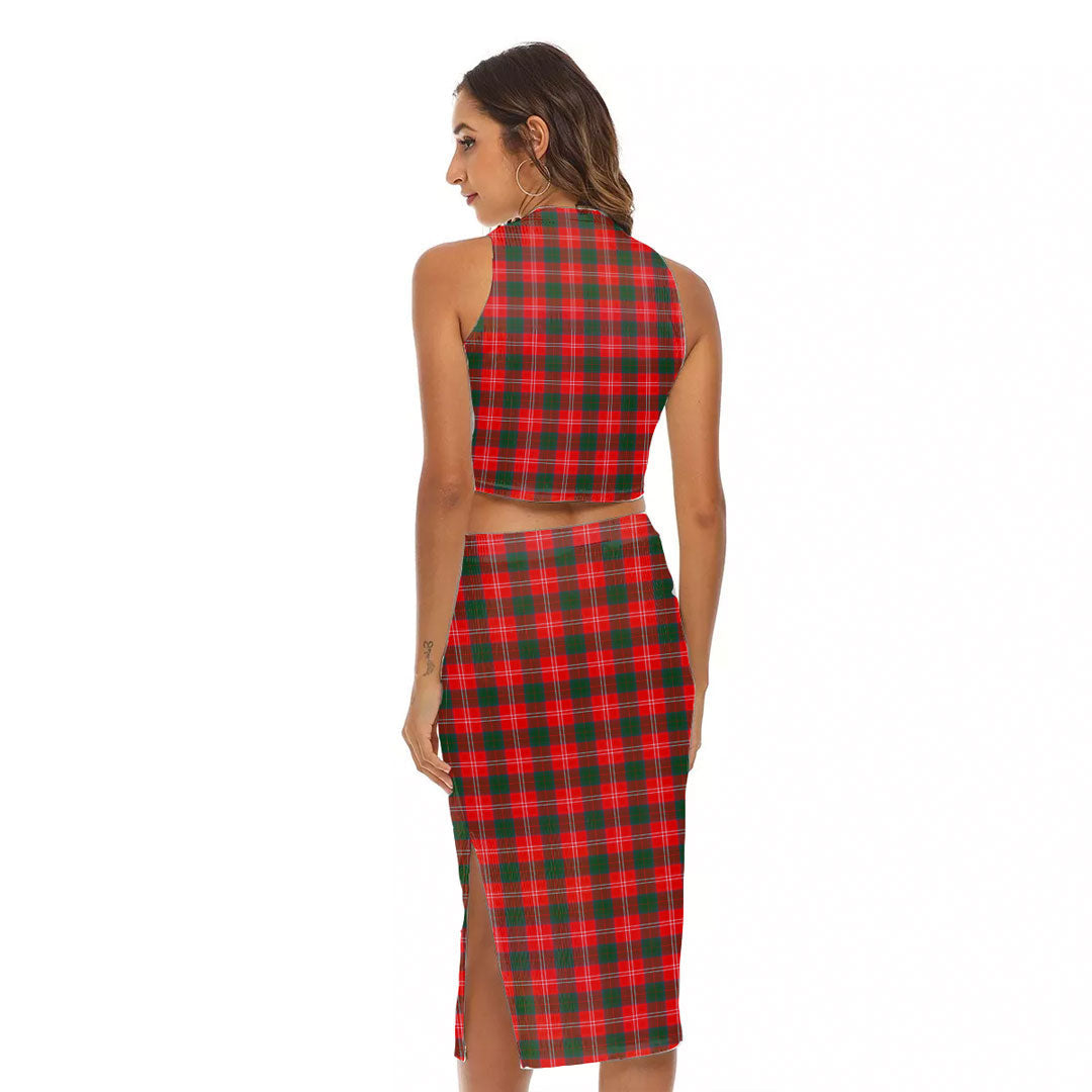 Chisholm Modern Tartan Crest Tank Top & Split High Skirt Set