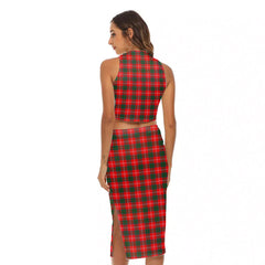 Chisholm Modern Tartan Crest Tank Top & Split High Skirt Set