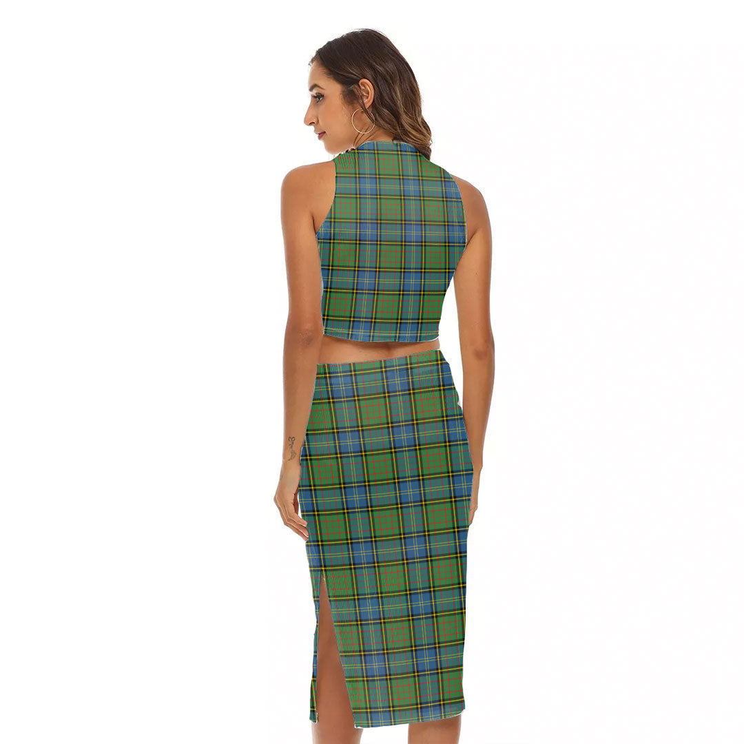 MacMillan Hunting Ancient Tartan Crest Tank Top & Split High Skirt Set