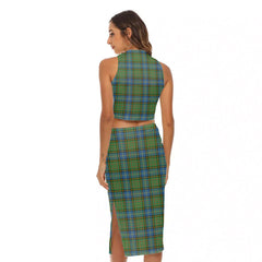 MacMillan Hunting Ancient Tartan Crest Tank Top & Split High Skirt Set