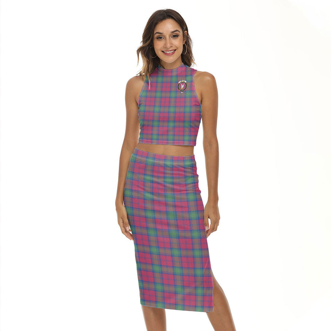 Lindsay Ancient Tartan Crest Tank Top & Split High Skirt Set