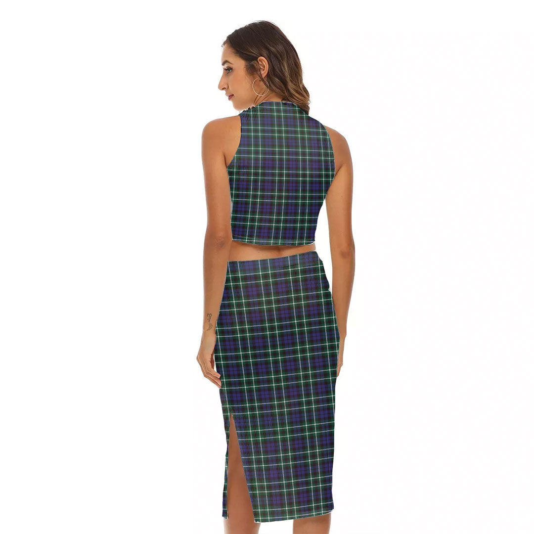 Graham of Montrose Modern Tartan Crest Tank Top & Split High Skirt Set