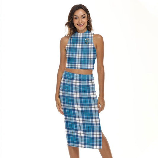 Roberton Tartan Crest Tank Top & Split High Skirt Set