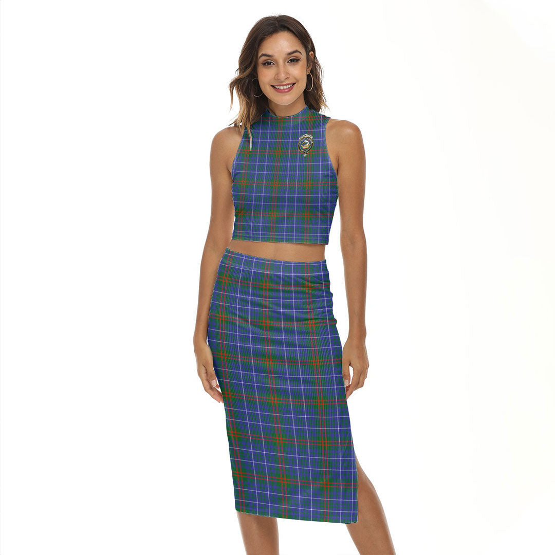 Edmonstone Tartan Crest Tank Top & Split High Skirt Set