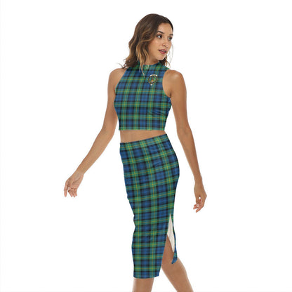 Gordon Ancient Tartan Crest Tank Top & Split High Skirt Set