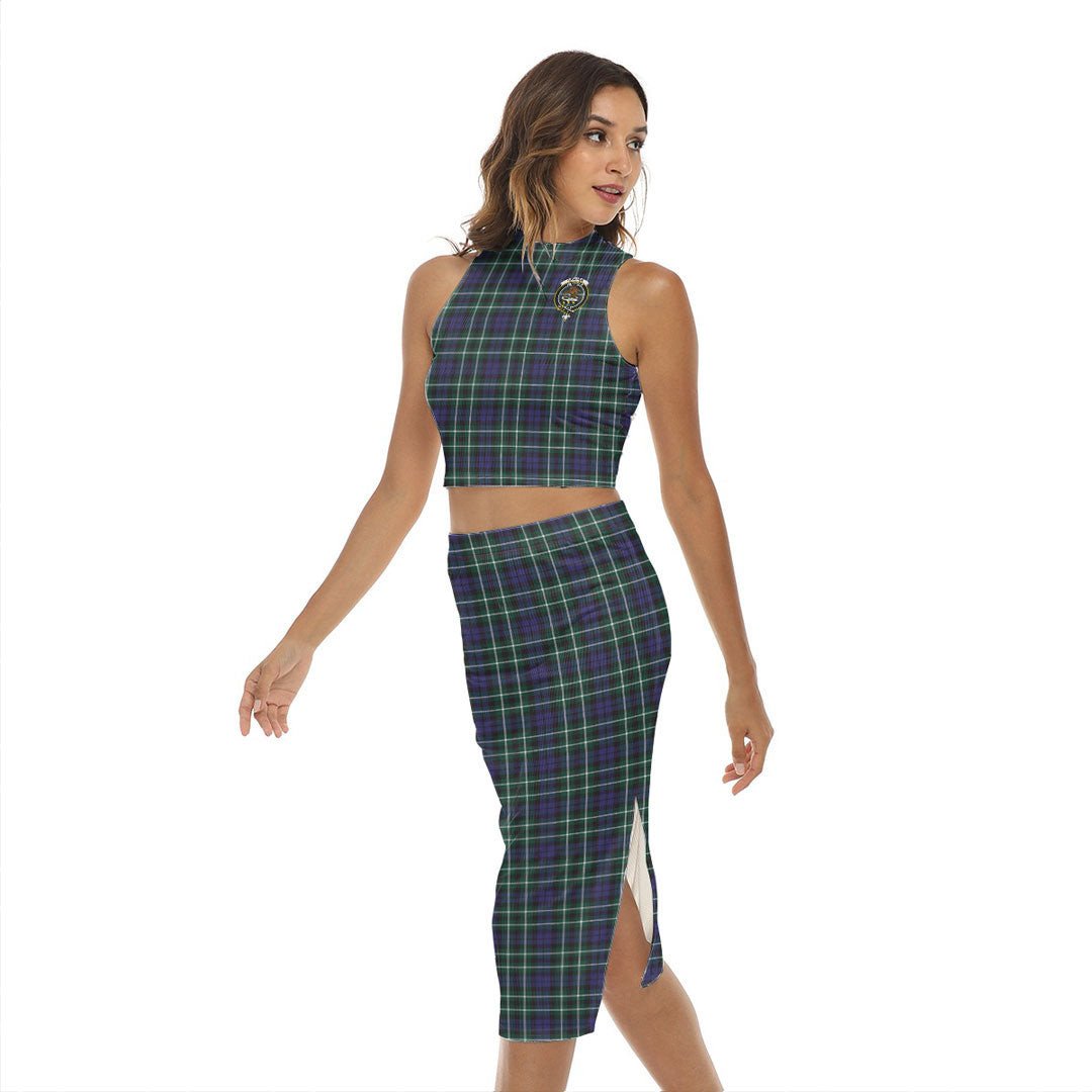 Graham of Montrose Modern Tartan Crest Tank Top & Split High Skirt Set