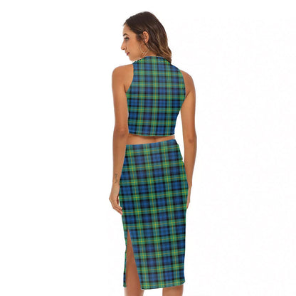 Gordon Ancient Tartan Crest Tank Top & Split High Skirt Set