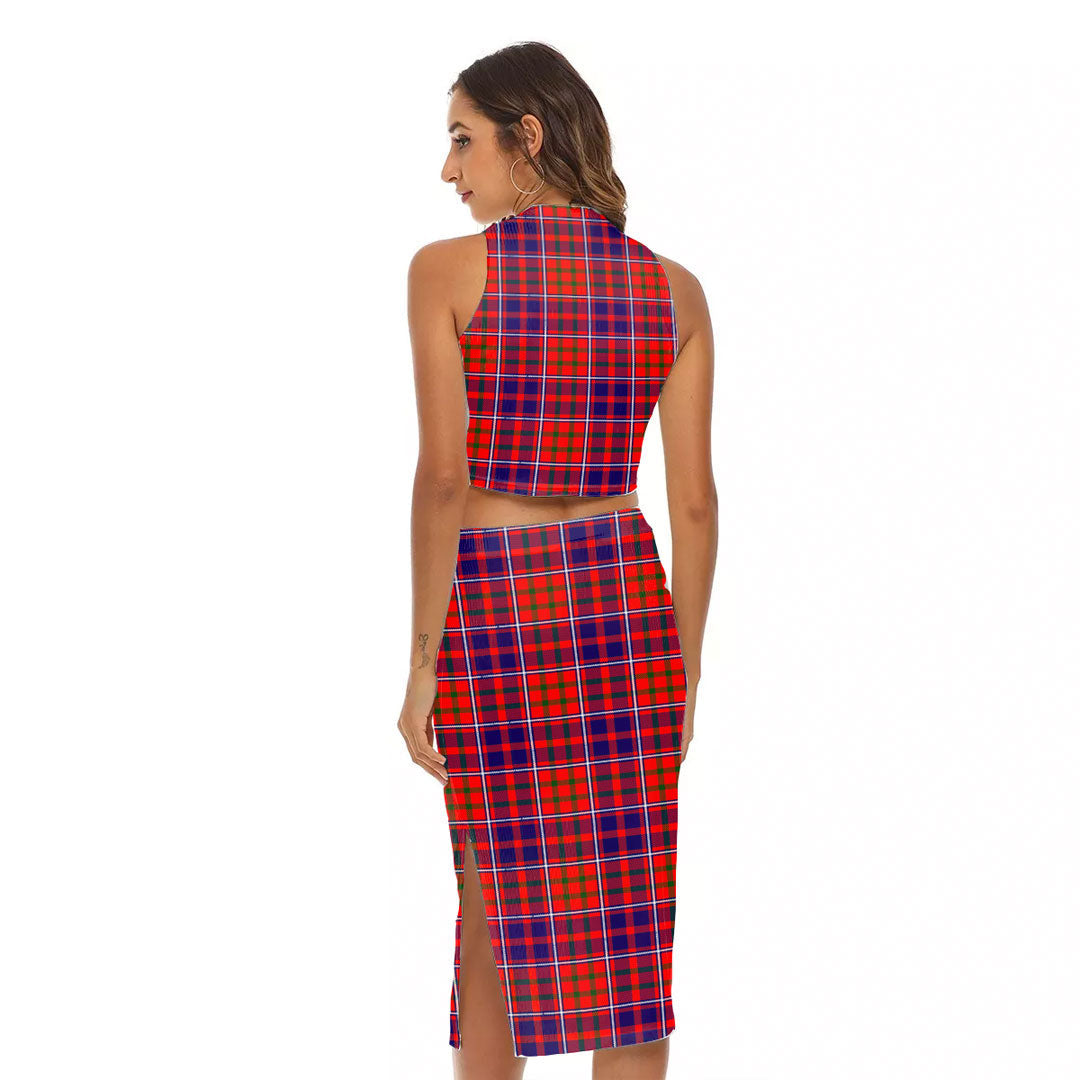 Cameron of Lochiel Modern Tartan Crest Tank Top & Split High Skirt Set