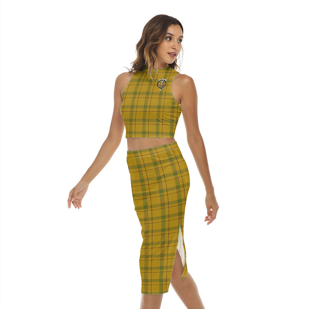 Houston Tartan Crest Tank Top & Split High Skirt Set