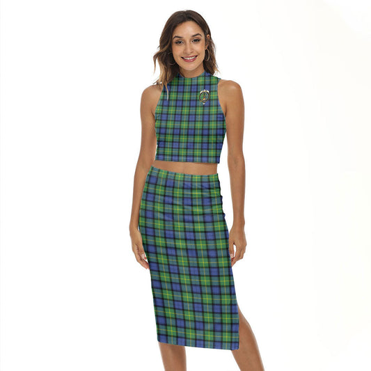 Gordon Old Ancient Tartan Crest Tank Top & Split High Skirt Set