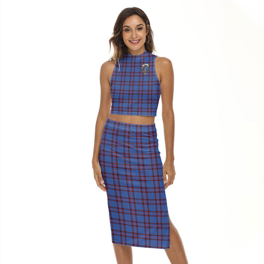 Elliot Modern Tartan Crest Tank Top & Split High Skirt Set