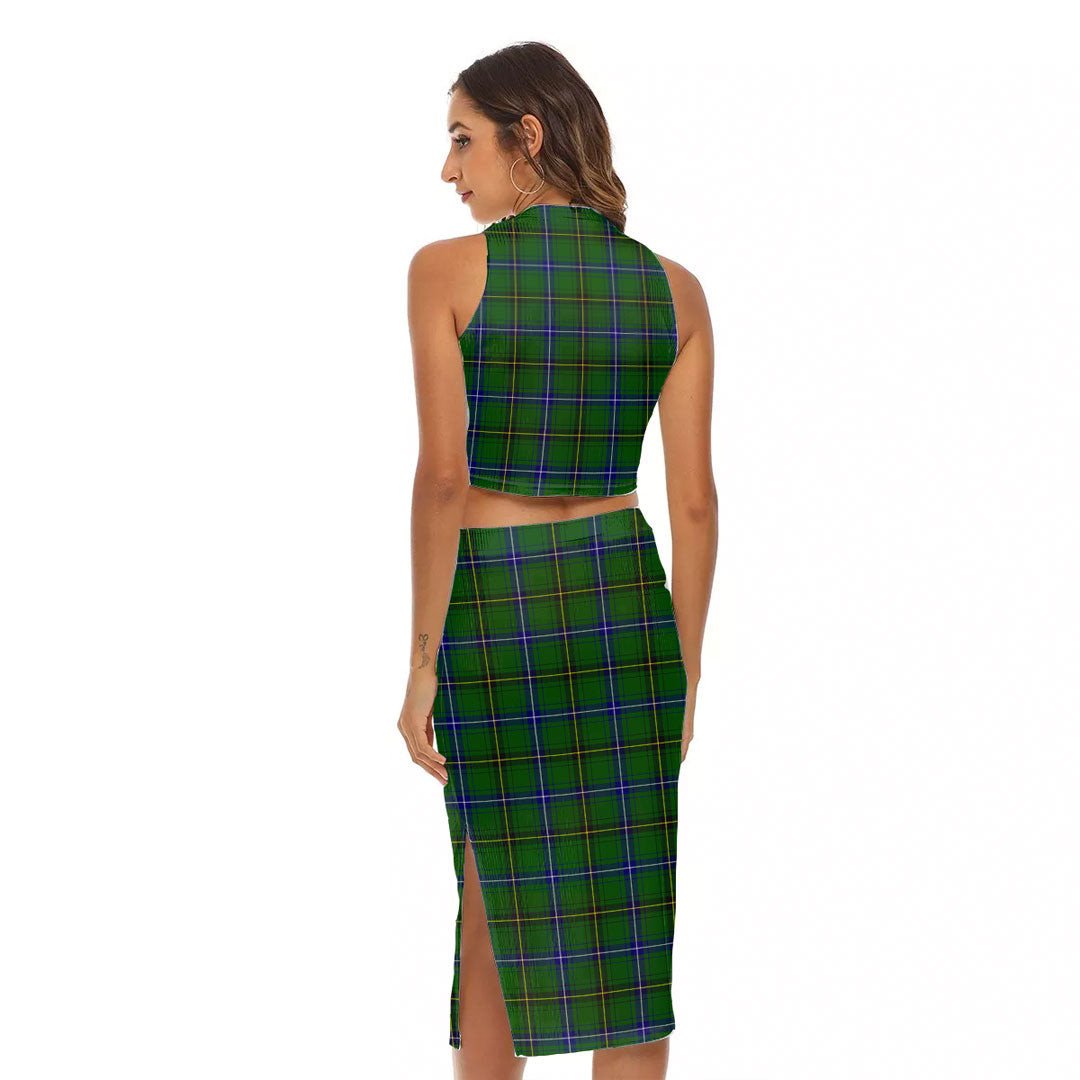 Henderson Modern Tartan Crest Tank Top & Split High Skirt Set