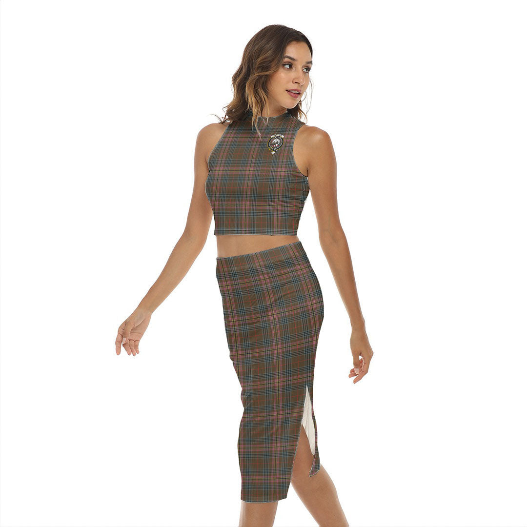 Kennedy Weathered Tartan Crest Tank Top & Split High Skirt Set