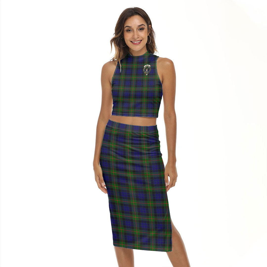 Gunn Modern Tartan Crest Tank Top & Split High Skirt Set