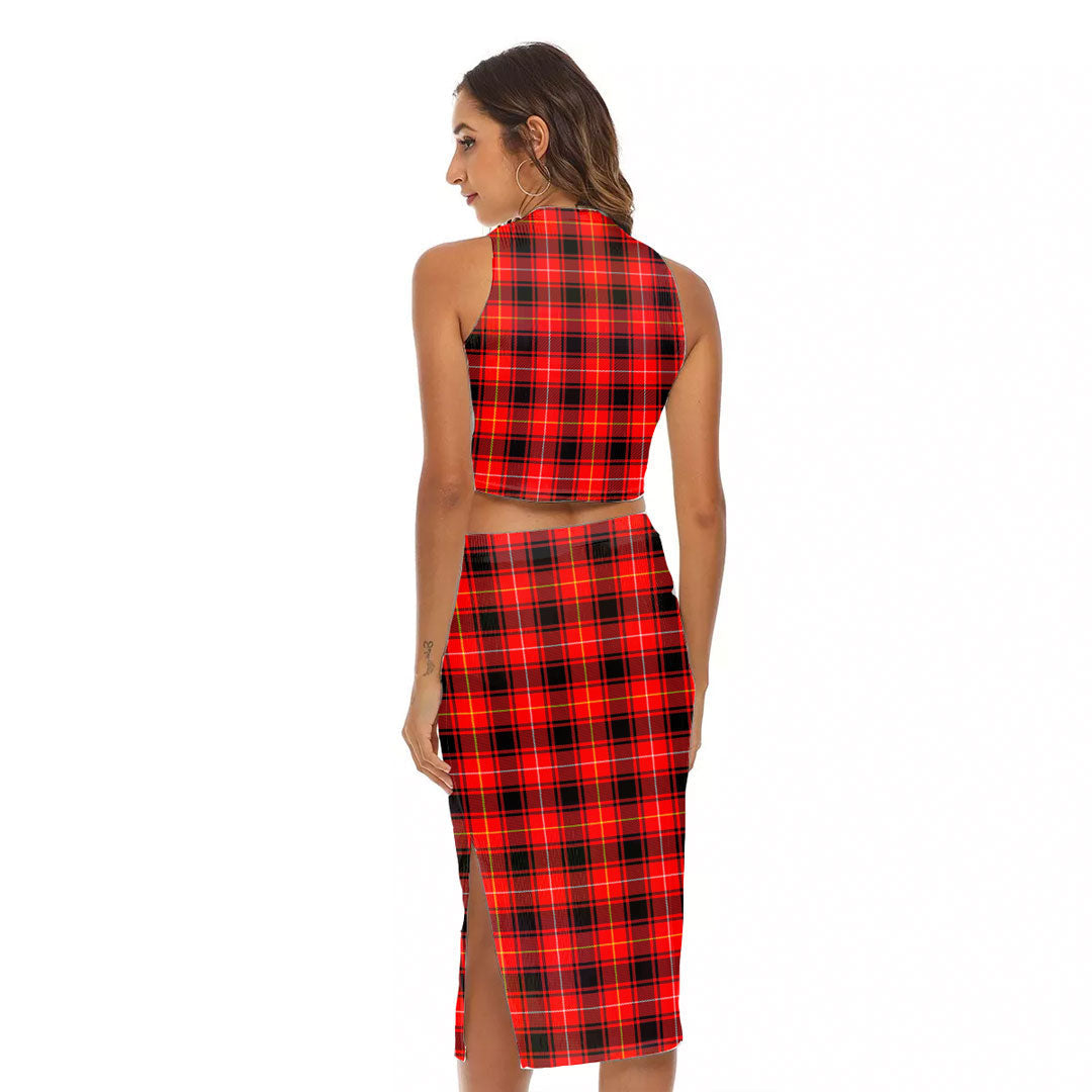 MacIver Modern Tartan Crest Tank Top & Split High Skirt Set