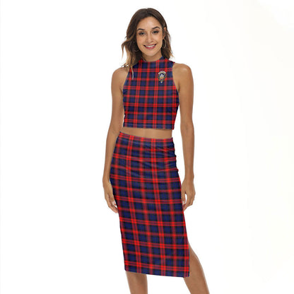 MacLachlan Modern Tartan Crest Tank Top & Split High Skirt Set