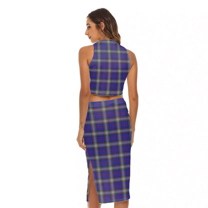 Kinnaird Tartan Crest Tank Top & Split High Skirt Set