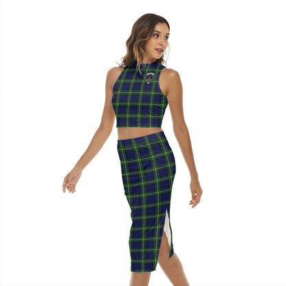 Forbes Modern Tartan Crest Tank Top & Split High Skirt Set