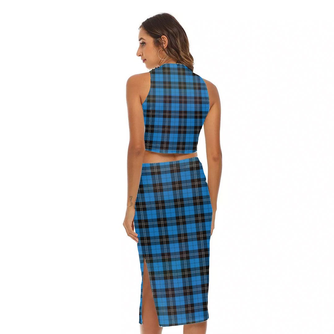 Ramsay Blue Ancient Tartan Crest Tank Top & Split High Skirt Set