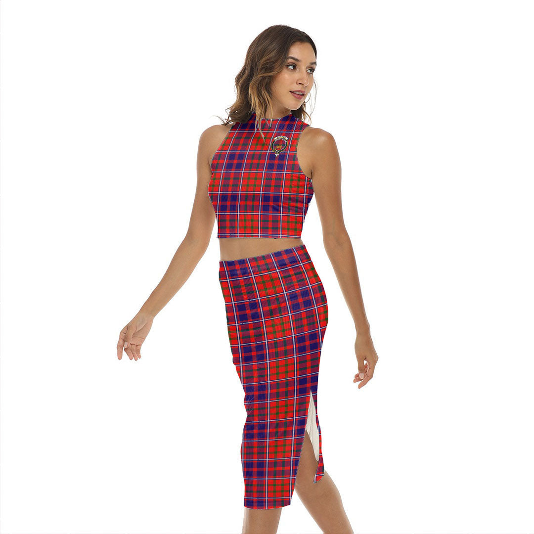 Cameron of Lochiel Modern Tartan Crest Tank Top & Split High Skirt Set