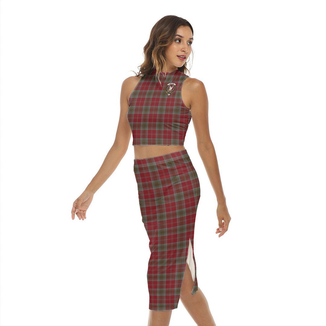 Lindsay Weathered Tartan Crest Tank Top & Split High Skirt Set