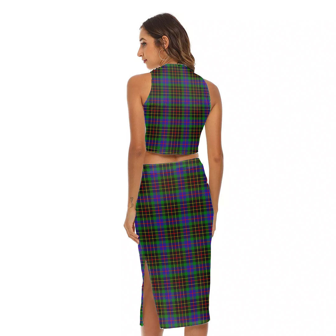 Brodie Hunting Modern Tartan Crest Tank Top & Split High Skirt Set