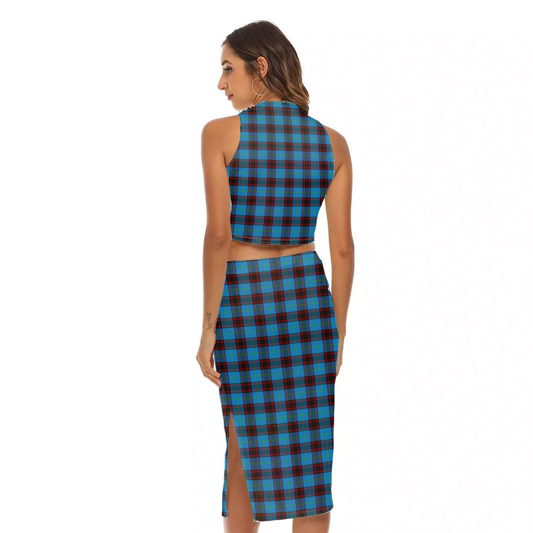 Home Ancient Tartan Crest Tank Top & Split High Skirt Set