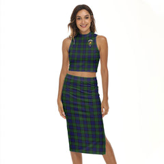 Campbell Modern Tartan Crest Tank Top & Split High Skirt Set