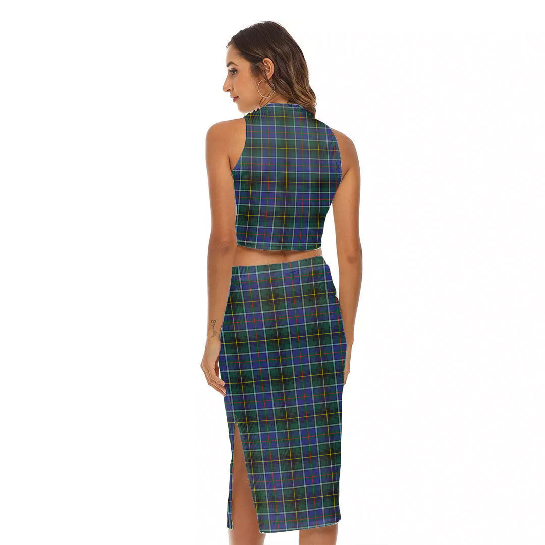 MacInnes Modern Tartan Crest Tank Top & Split High Skirt Set