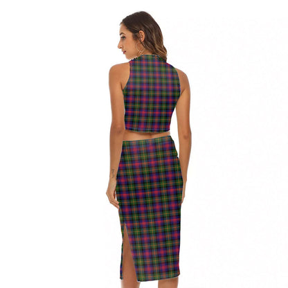 Logan Modern Tartan Crest Tank Top & Split High Skirt Set