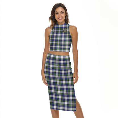 Gordon Dress Modern Tartan Crest Tank Top & Split High Skirt Set