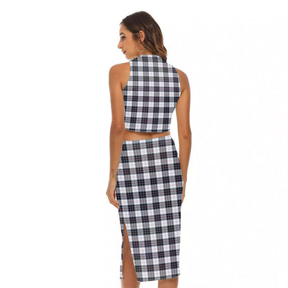 MacRae Dress Modern Tartan Crest Tank Top & Split High Skirt Set